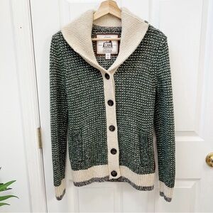 Roots Green and Cream Cardigan Sweater